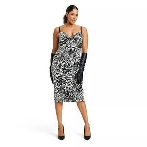 Sergio Hudson x Target Black White Animal Print Bustier Midi Dress Size XS